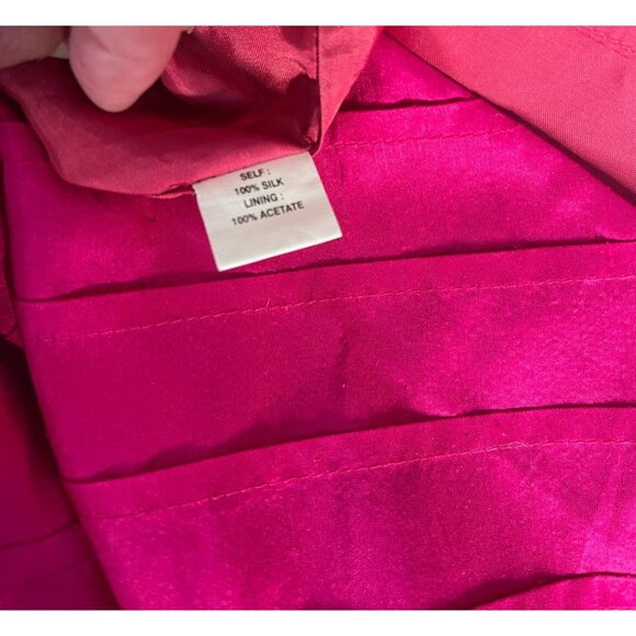 Anthropologie 10 Stretch SILK Sculptural Dress Fit & Flare Strapless Hot Pink - Picture 7 of 12